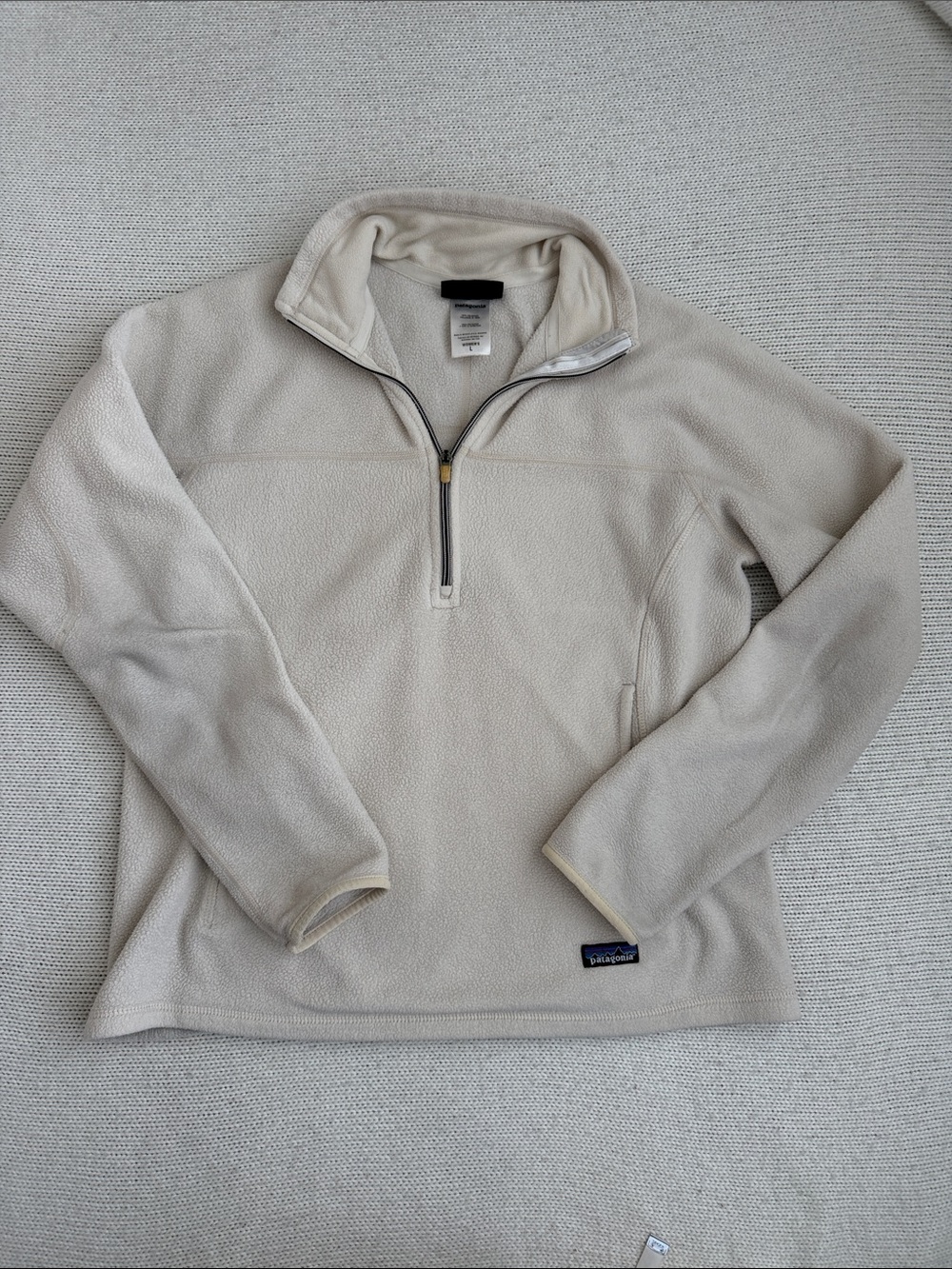 Patagonia Synchilla Quarter Zip Fleece Pullover Off White Size Large